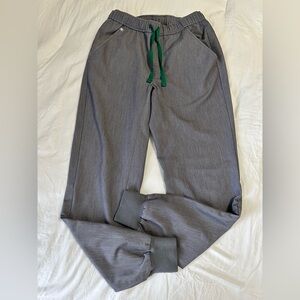Figs Charcoal Joggers with Forest Green Drawstring